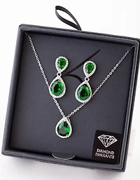 Green Diamond Simulant Teardrop Jewellery Set