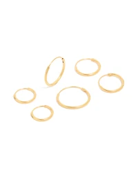 Gold Plated Sterling Silver Classic Hoop Earring Pack