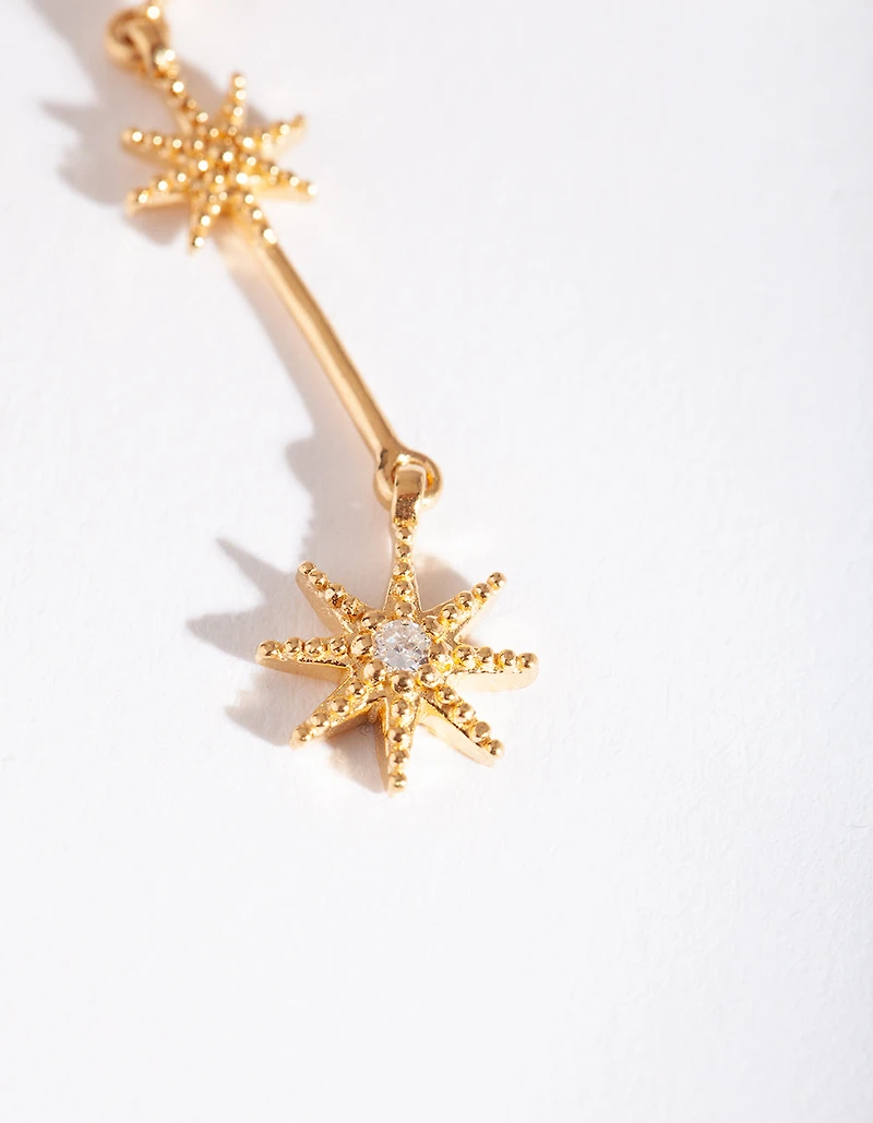 Gold Plated Sterling Silver Constellation Star Drop Earrings