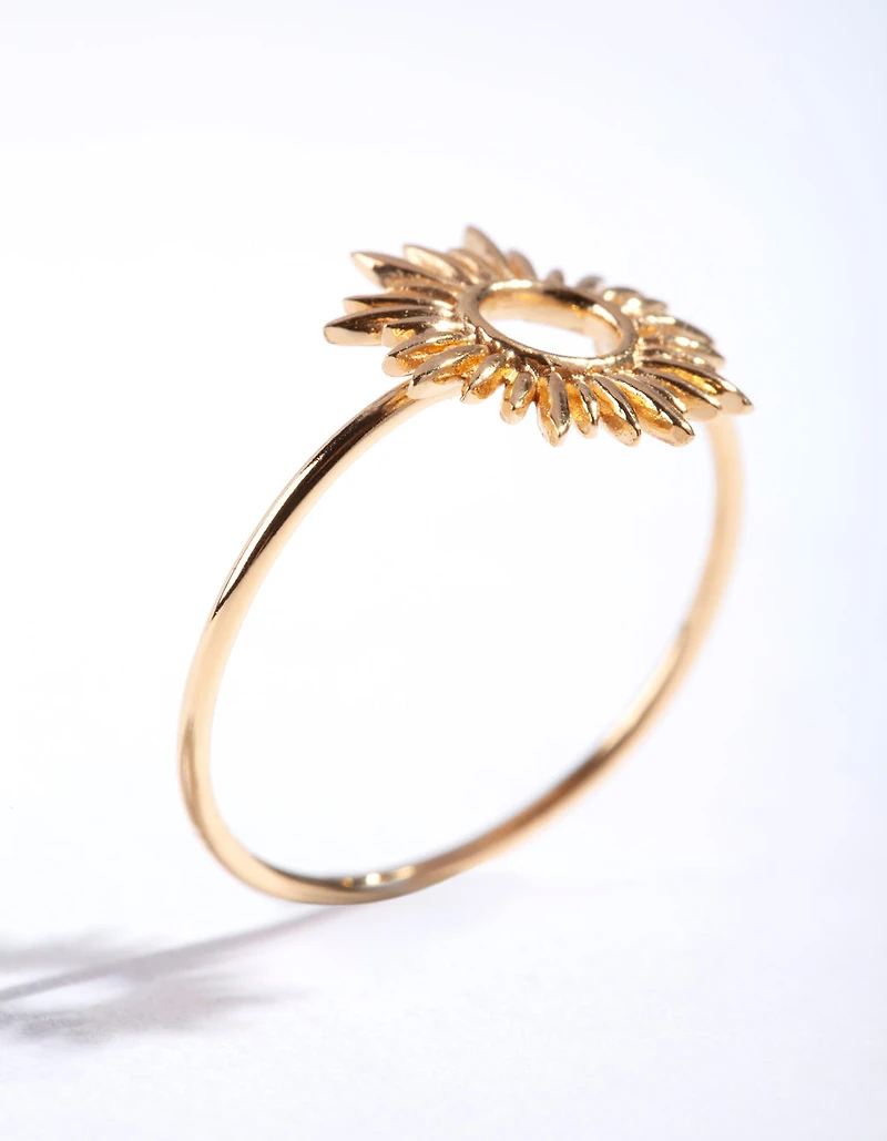 Bague Sun Burst en argent sterling plaqué or