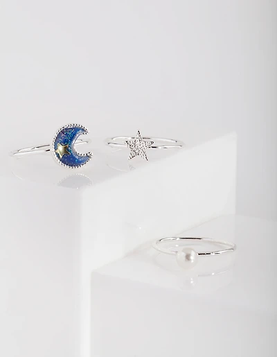 Pile d’Anneaux d’Étoile de Lune d’Argent