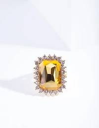 Gold Citrine Faceted Stone Ring
