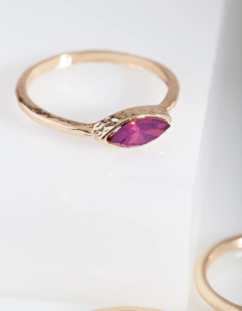 Gold Multi Gem Layered Ring Stack