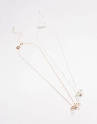 Mixed Metal Semi Precious & Celestial Necklace Set