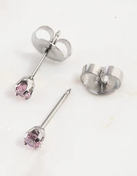 Surgical Steel Pink Cubic Zirconia Piercing Stud 3mm