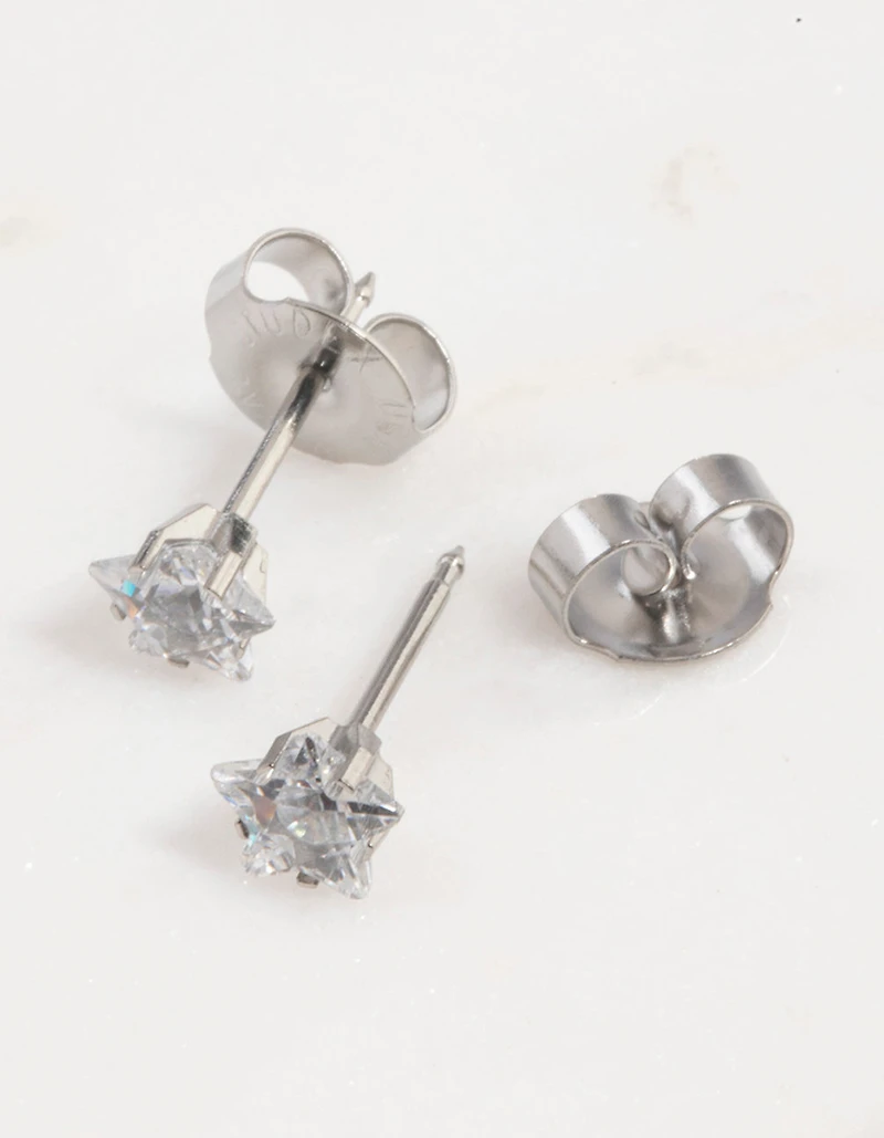Surgical Steel Star Cubic Zirconia Piercing Stud 5mm