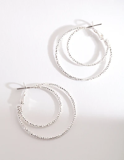 Silver Diacut Hoop Earrings