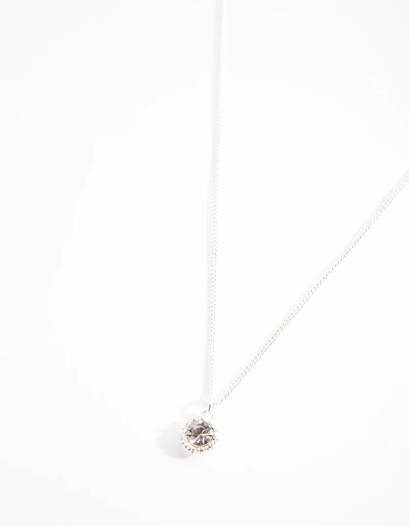 Silver Circle Diamante Necklace