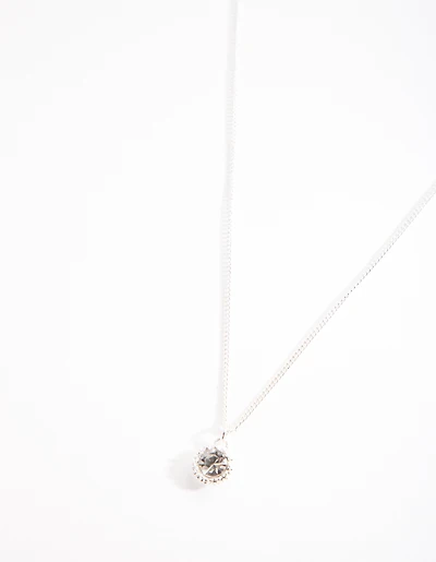 Silver Circle Diamante Necklace
