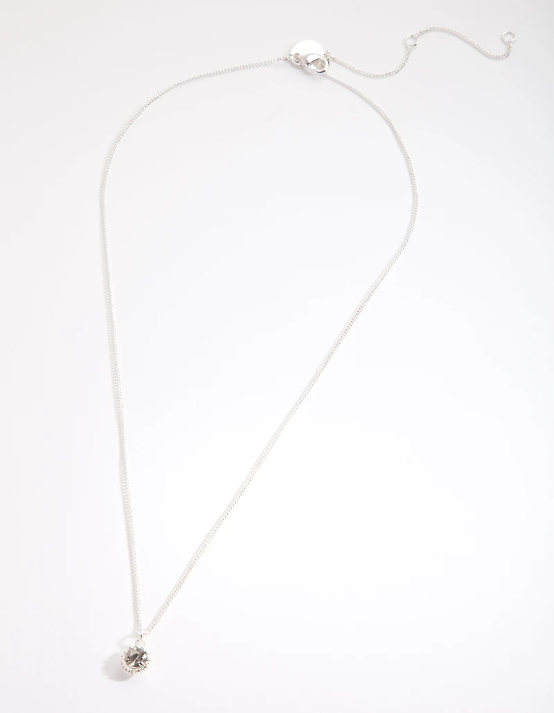 Silver Circle Diamante Necklace