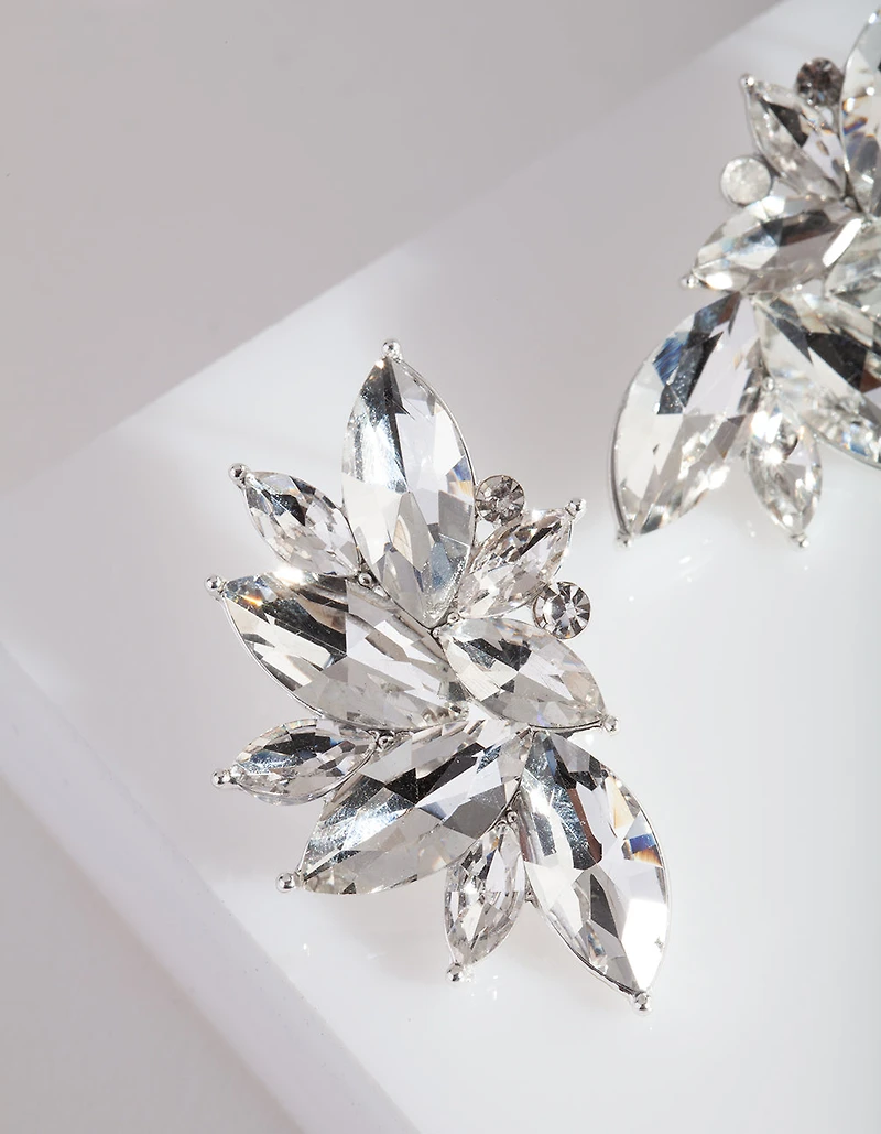 Diamante Fan Stud Earrings