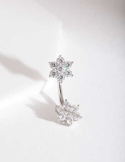 Surgical Steel Double Flower Belly Bar