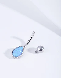 Surgical Steel Dainty Synthetic Opal Belly Bar
