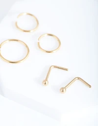 Gold Plain Nose Piercing 6-Pack