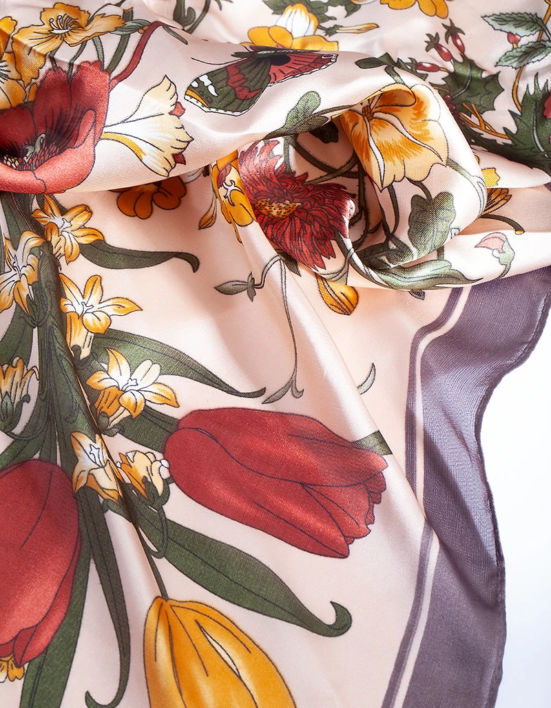 Foulard à cheveux Bandana Floral Neutre Blush