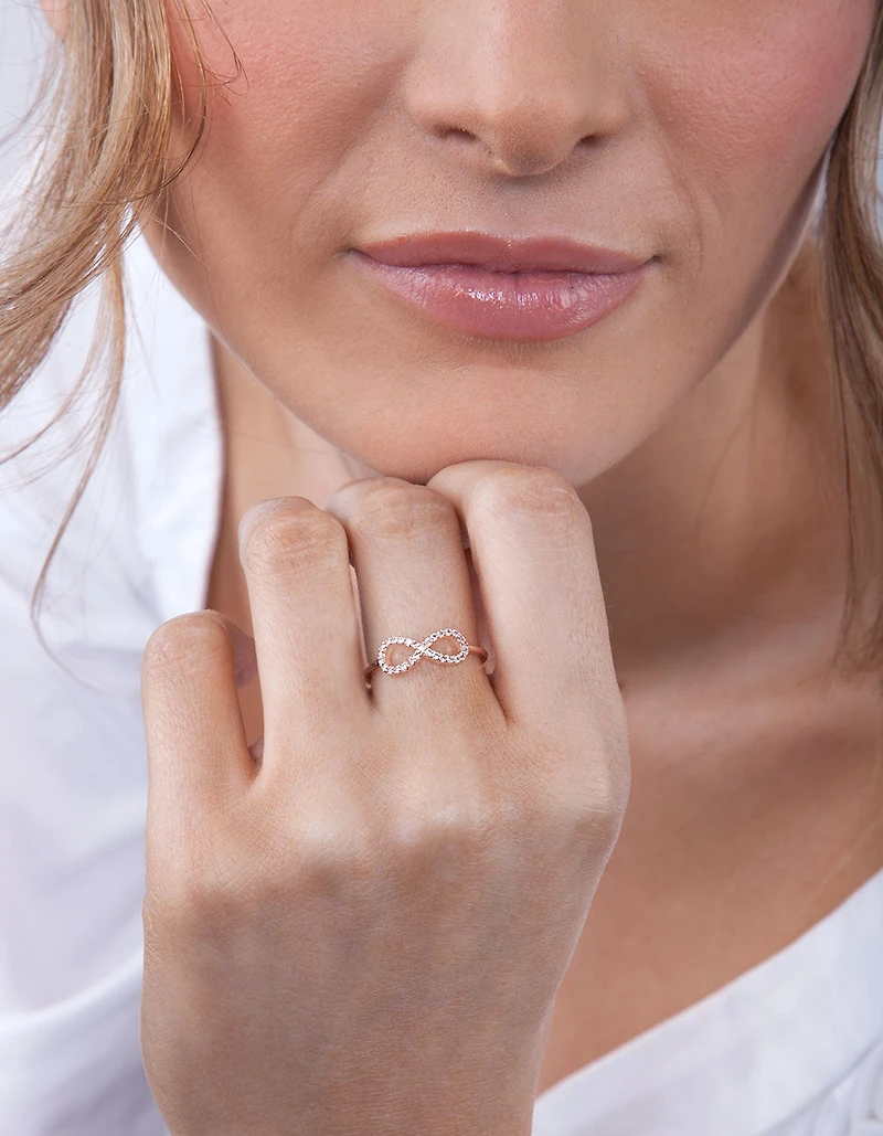 Rose Gold Cubic Zirconia Infinity Ring