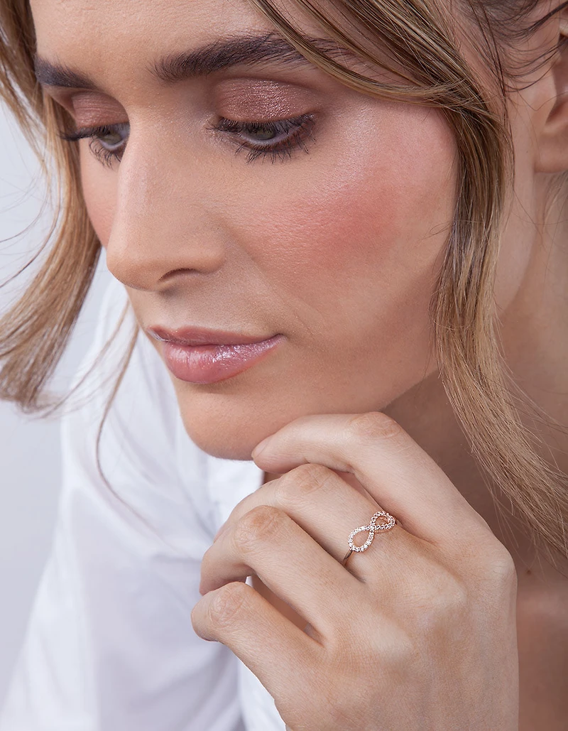Rose Gold Cubic Zirconia Infinity Ring