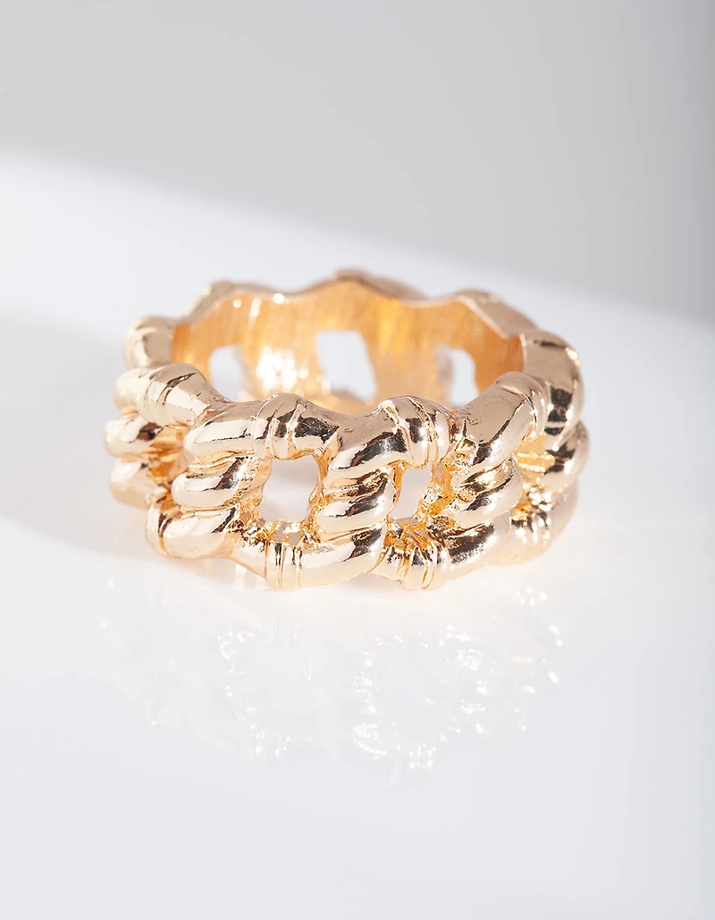 Thick Gold Chain Ring