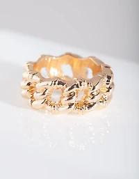Thick Gold Chain Ring