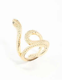 Gold Etched Snake Ring