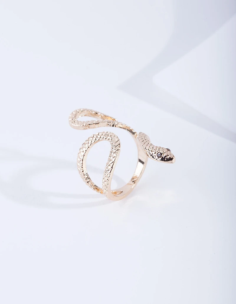 Gold Etched Snake Ring
