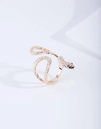 Gold Etched Snake Ring