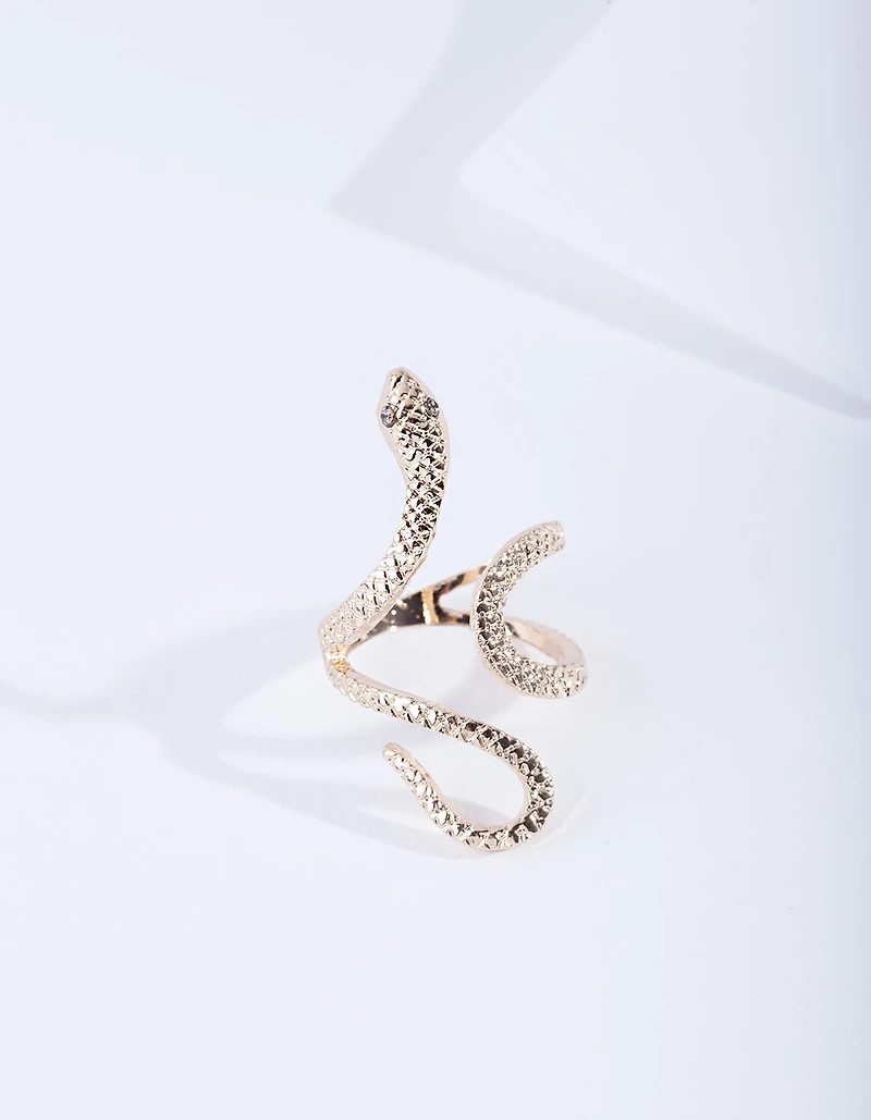Gold Etched Snake Ring