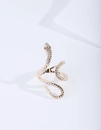 Gold Etched Snake Ring