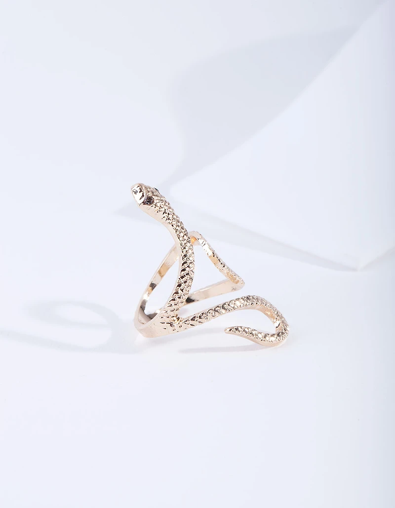 Gold Etched Snake Ring