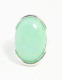 Silver Blue Synthetic Opal Stone Ring