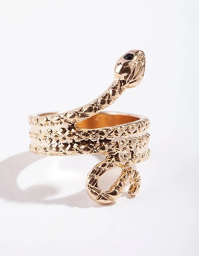 Gold Etched Snake Ring