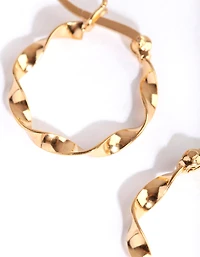 Gold Plated Sterling Silver 15mm Twist Hoop Earrings