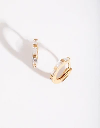 Gold Plated Sterling Silver Gem Huggie Earrings
