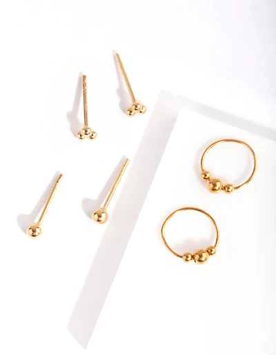 Gold Plated Sterling Silver Ball Cluster Pack Earring