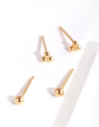 Gold Plated Sterling Silver Ball Cluster Pack Earring