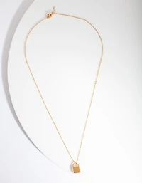 Gold Plated Sterling Silver Padlock Necklace