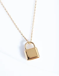 Gold Plated Sterling Silver Padlock Necklace