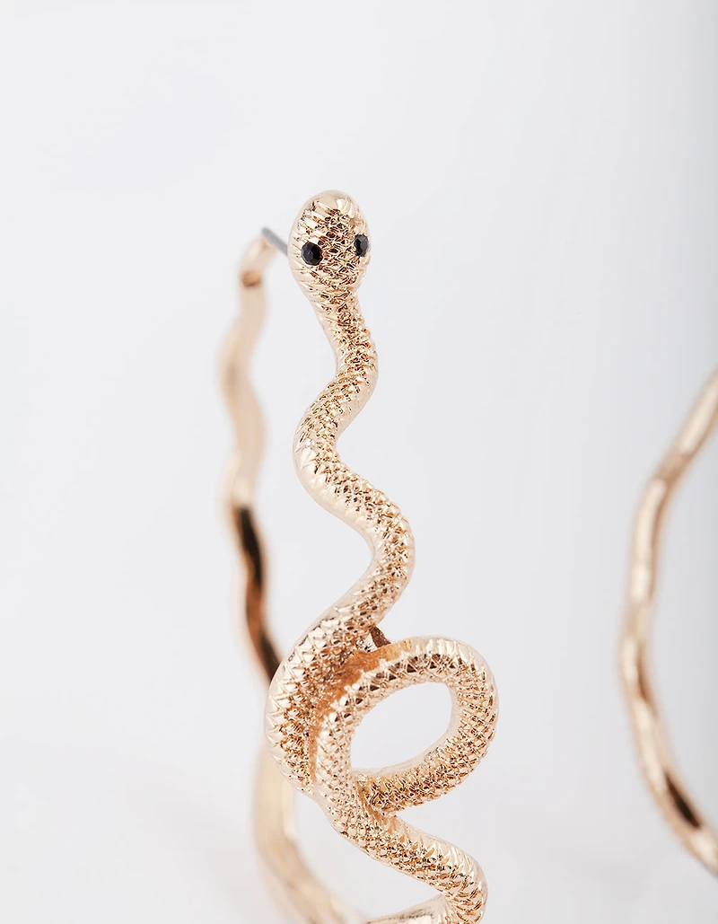 Gold Snake Hoop Earrings