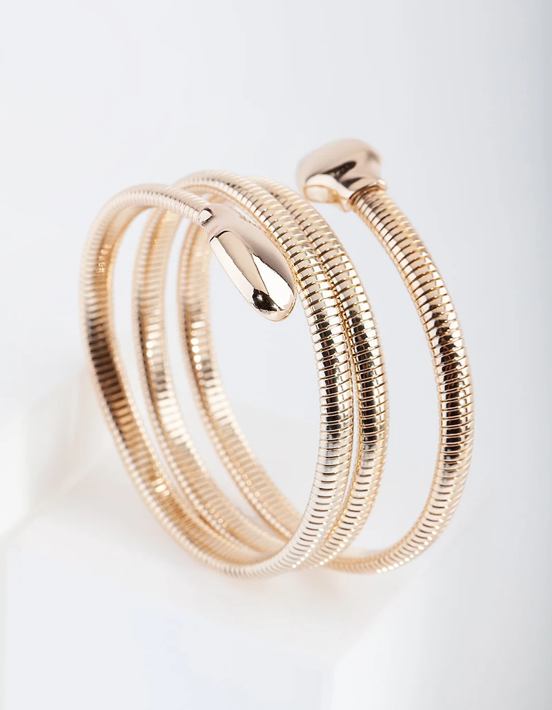 Gold Snake Chain Coil Bracelet