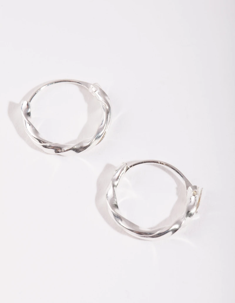 Sterling Silver Twist Hoop Earrings