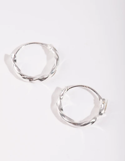 Sterling Silver Twist Hoop Earrings