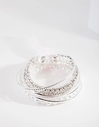 Kids Silver Diamante Bangle Pack