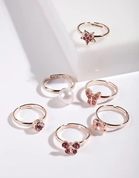 Kids Rose Gold Pink Ring 6-Pack