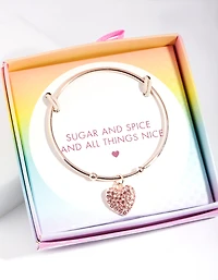 Kids Rose Gold Diamante Sugar & Spice Bracelet