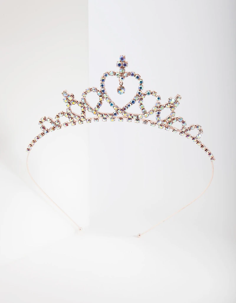 Kids Rose Gold Diamante Tiara Headband