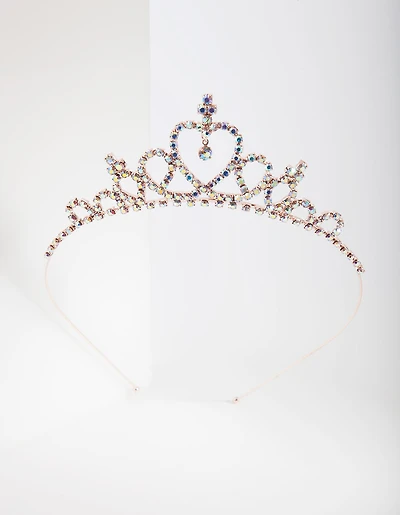 Kids Rose Gold Diamante Tiara Headband