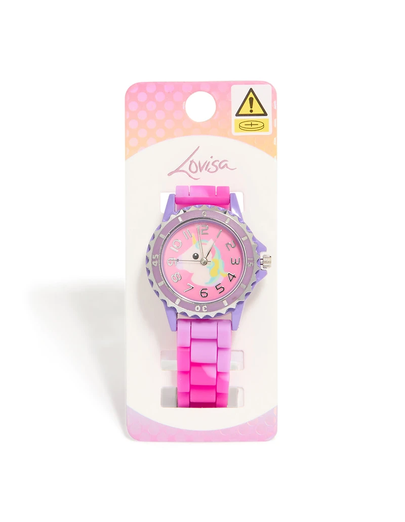 Kids Purple Unicorn Silicone Strap Watch