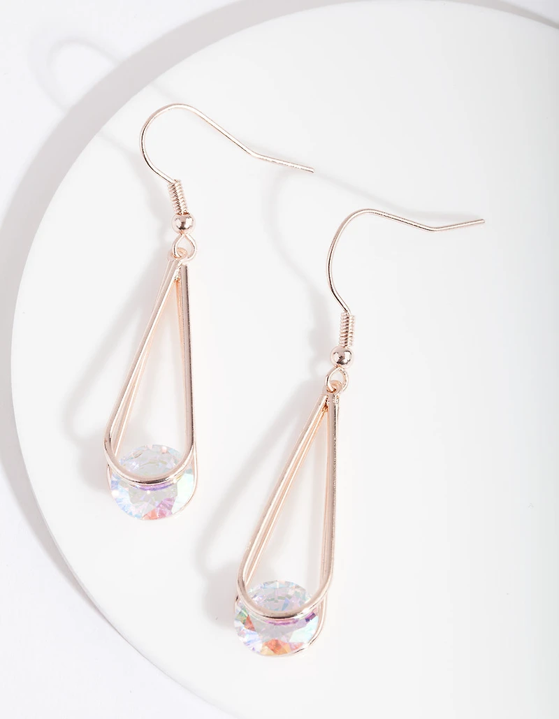 Rose Gold Cubic Zirconia Teardrop Earrings