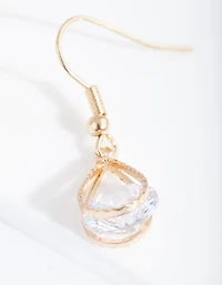 Gold Cubic Zirconia Diamante Teardrop Earrings