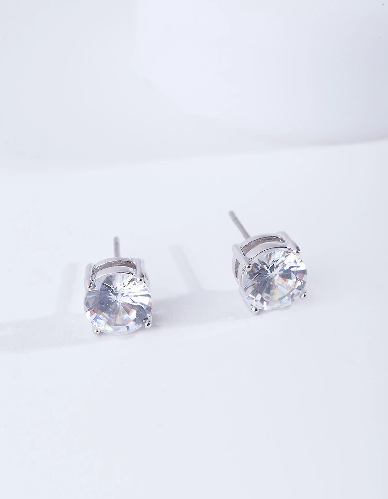 Silver Cubic Zirconia Circle Earrings